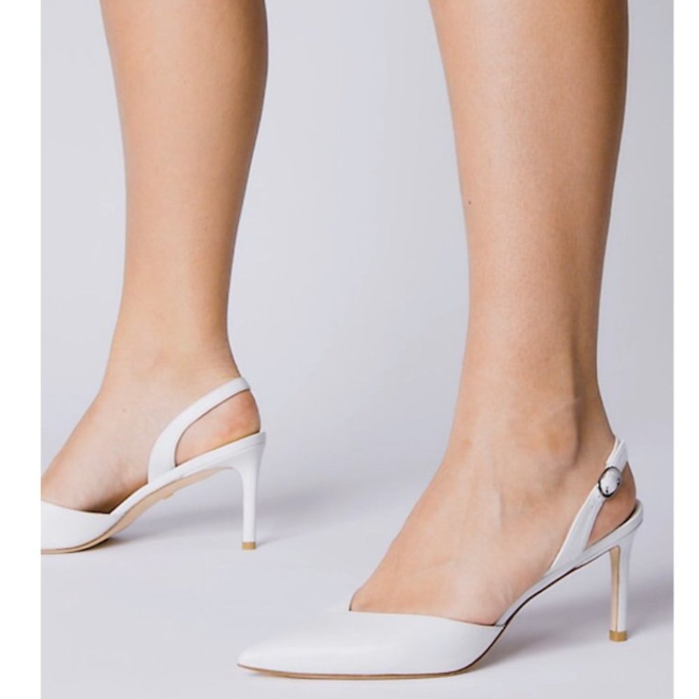 Stuart Weiztman Julia 75 Slingback Pump - White